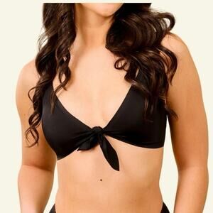 OneWith Westerly Tie-Front Bikini Top black size xl